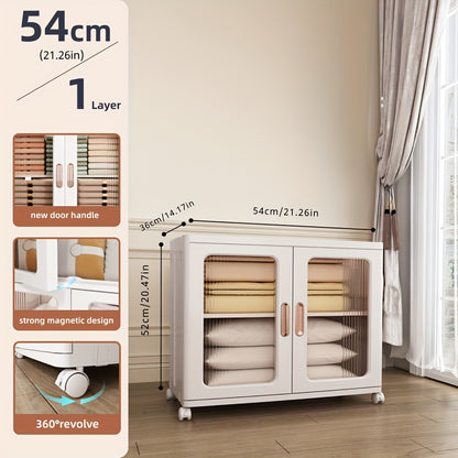 Stackable Wheeled Storage Box with Lid - Large Capacity Wardrobe Locker & Shoe Cabinet for Bedroom, Bathroom, Garage & Corridor - Portable Rolling Home Storage Organizer for Clothes, Tools & Groceries