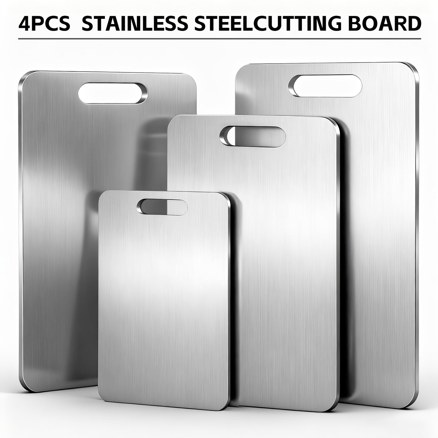 Titanium Steel Cutting Board Set 3/4pcs - Dual-Sided Food-Grade Stainless Steel Kitchen Chopping Board for Meat Vegetables Fruit