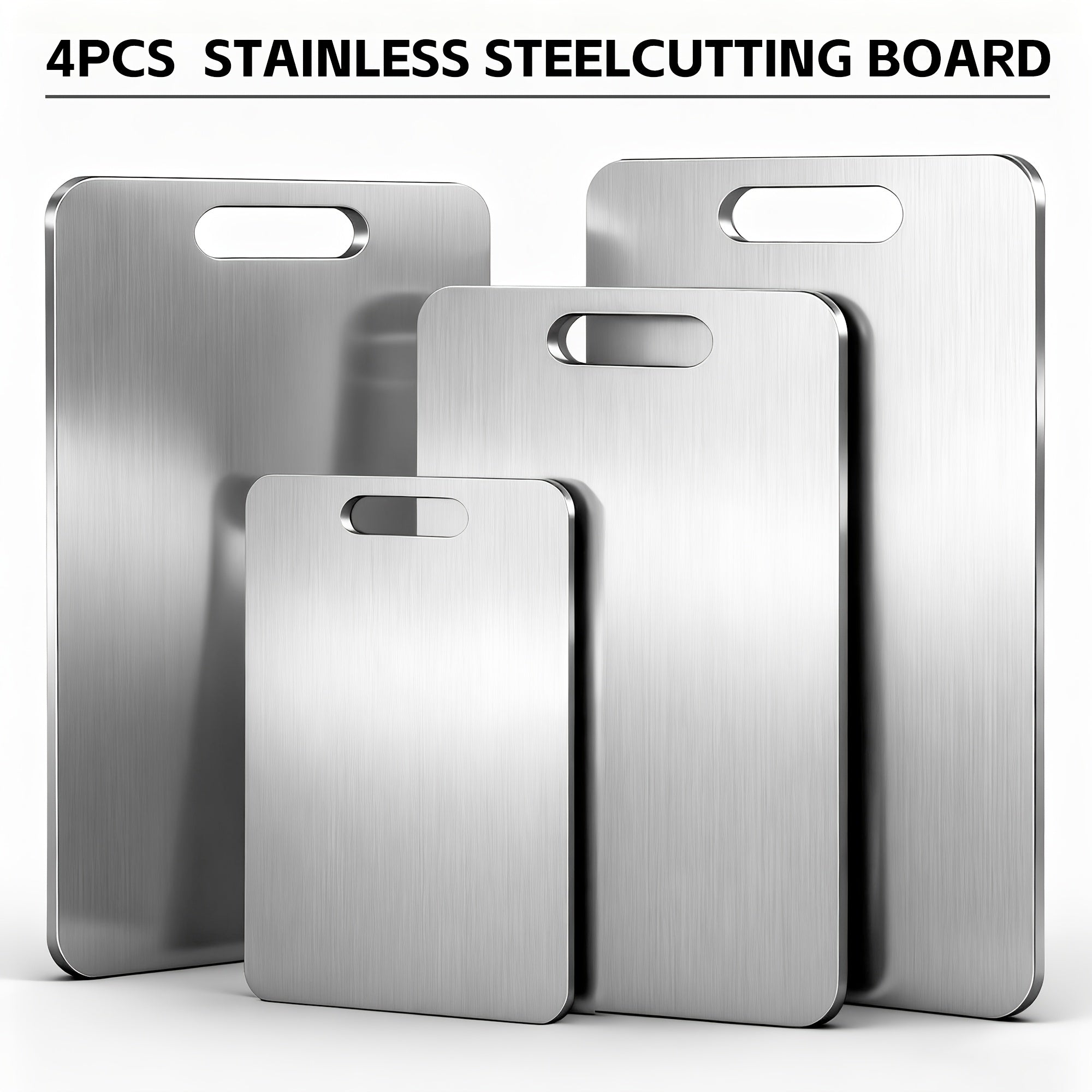 3/4pcs High-Quality Titanium Steel Cutting Board - Dual-Sided Food-Grade Stainless Steel, Smooth Surface for Kitchen & Dining Use, Perfect for Holidays Like Christmas, Halloween, Easter, Thanksgiving, Best for Christmas