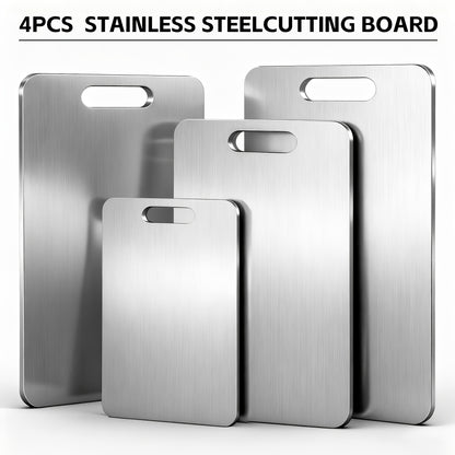 Titanium Steel Cutting Board Set 3/4pcs - Dual-Sided Food-Grade Stainless Steel Kitchen Chopping Board for Meat Vegetables Fruit