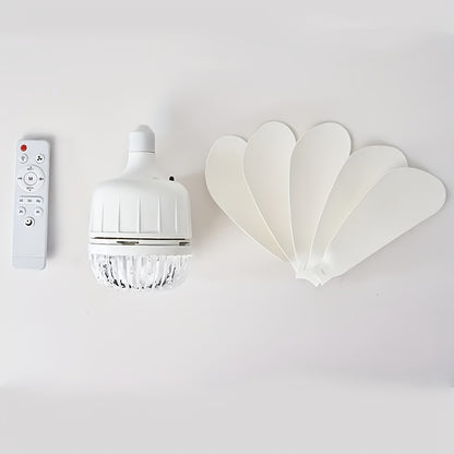 Ceiling Fan Light Bulb with Remote Control – E27/E26 Socket Fan Light, 3-Speed Dimmable LED, Plug-In Small Ceiling Fan for Kitchen Bedroom Small Rooms, No Wiring Needed | ShopVora CA