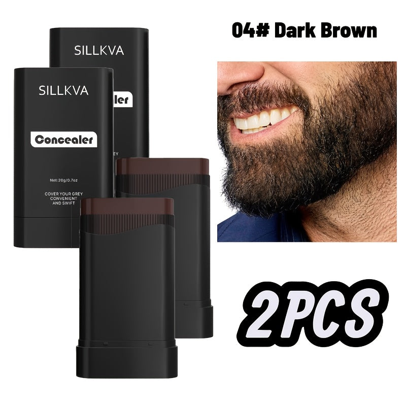 Hair & Beard Color Concealer Comb with Fine Teeth - SILLKVA Waterproof Gray Coverage Root Touch-Up & Mustache Coloring Stick, 5 Shades, 0.7oz, Long-Lasting Formula for Men & Women