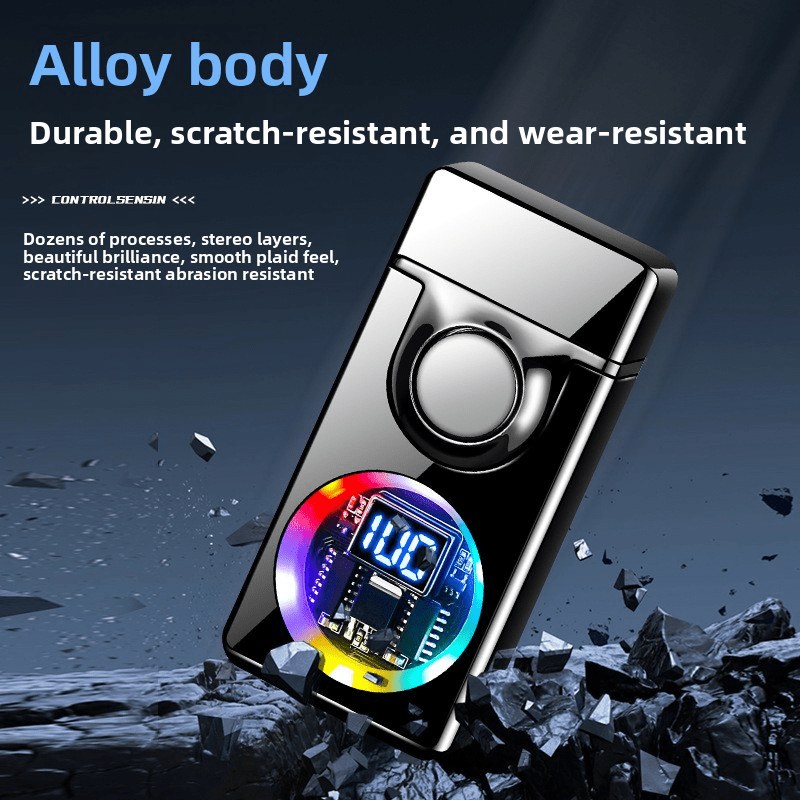 BNMQ Intelligent Voice Control Butane Lighter, 5 Ignition Modes, Visible Transparent Window, Portable Metal Flip Induction Lighter