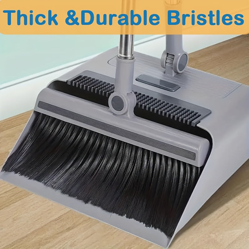 3-in-1 Folding Broom, Dustpan & Floor Brush Set Soft Bristles for Hair-Free, Efficient Cleaning Long Handle for Flexible, Effortless Use Versatile for Home, Office & Dorm Settings Compact Storage Cleaning Essential