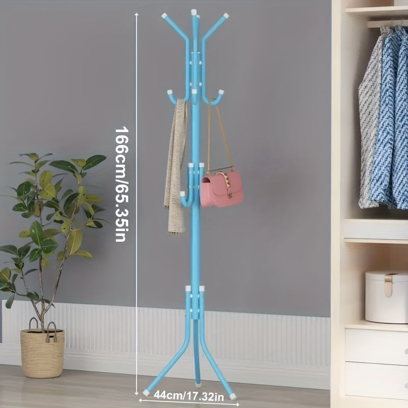 Black Freestanding Coat Rack with 9 Hooks – Adjustable Metal & Plastic Garment Organizer for Office, Dressing Room, Bedroom, Classroom, Living Room, Bathroom, Hallway – Easy Assembly, Entryway Organizer | Minimalist Design | Durable Construction, Clothes