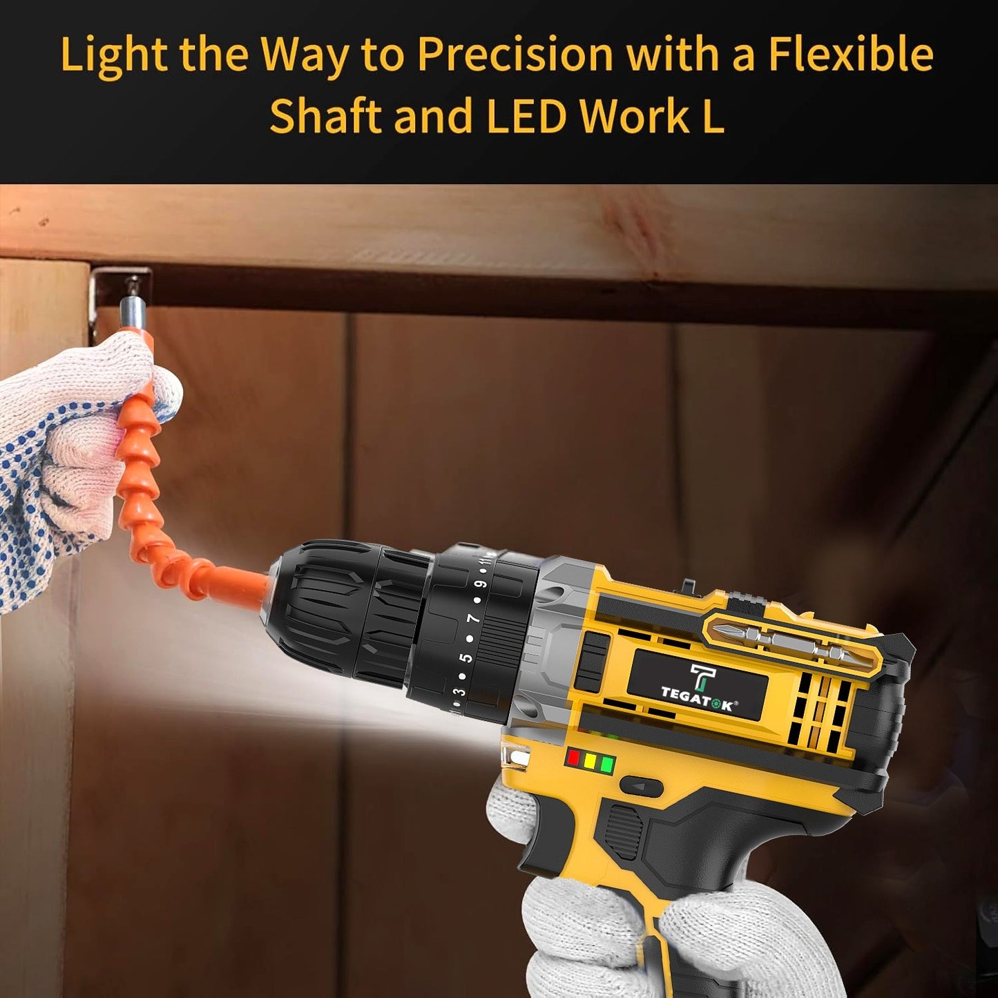 20V Cordless Impact Drill 35Nm Max Torque, 18+3 Torque Settings, 3/8" Keyless Chuck, Built-in LED Light, 2.0Ah Battery, Drills Concrete Walls Tightens Screws, Perfect Gift for DIY & Professionals
