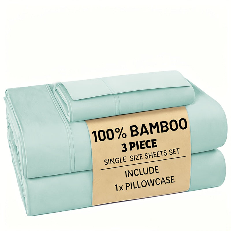 Bamboo Bed Sheet Set 3/4pcs – Soft Breathable Deep Pocket Sheets for Hot Sleepers, Durable Stitching, Twin Full Queen King, 11 Colours Including Assorted