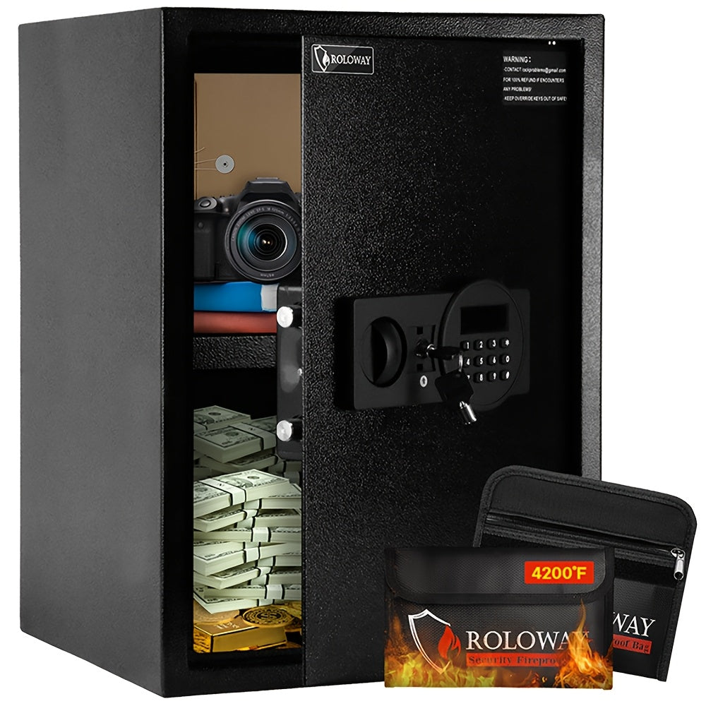 Fireproof Safe Box with Digital Keypad Lock & Fireproof Bag – Home & Office Security Storage for Cash Documents Jewellery & Valuables, Multiple Sizes, Black Silver & Pink, Canada