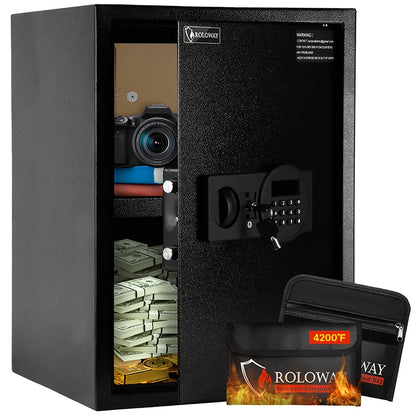 Fireproof Safe Box with Digital Keypad Lock & Fireproof Bag – Home & Office Security Storage for Cash Documents Jewellery & Valuables, Multiple Sizes, Black Silver & Pink, Canada