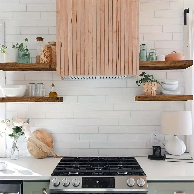 Easy Install Floating Shelves Wall Mounted, 4pcs Brown Multi-Purpose Shelf with Hidden Brackets, No Tools Needed Space Saver for Living Room, Bathroom, Kitchen Wall Decor, Utility Racks