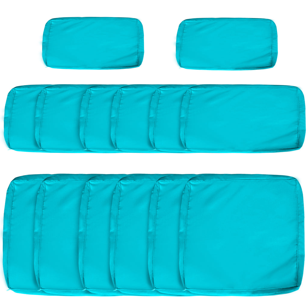 14Pcs Outdoor Cushion Covers, Patio Cushion Covers Replacement for Rattan Sofa Set - No Cushion Included, Navy Blue