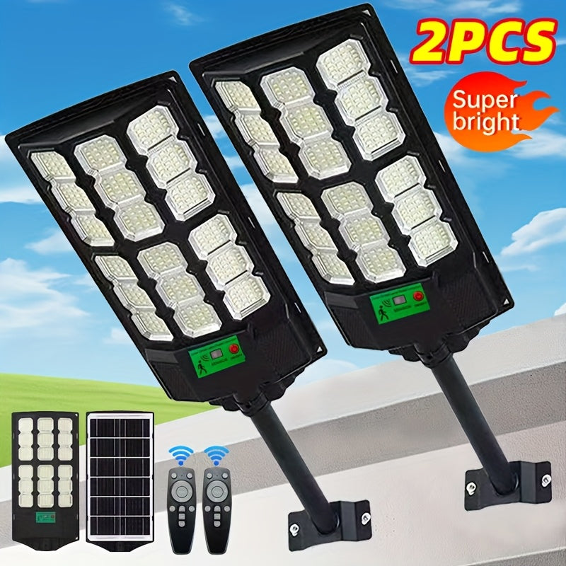 Super Bright Outdoor Solar Lights Wide Angle Motion Sensor, Auto Brightness Adjustment Dusk to Dawn Security Light for Parking Lot Courtyard Garden Garage Farm