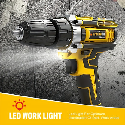 Lithium-Ion Cordless Drill Set with Battery & Charger – 3/8" Keyless Chuck, Variable Speed, 16-Position Clutch & 24 Drill Bits | Home & Automotive Power Tool | Red, Yellow or Blue | ShopVora CA