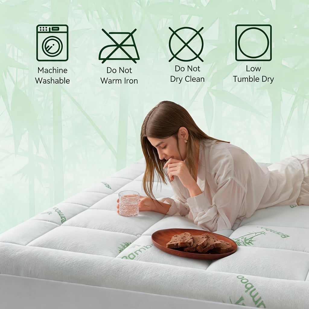 Cooling Mattress Topper, Rayon Derived From Bamboo Pillow Top Mattress Topper for Hot Sleepers, Mattress Pad with 8-21" Deep Pocket
