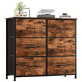EUNOS Dresser for Bedroom with 6 Drawers, 3-Tier Wide Storage Chest of Drawers with Removable Fabric Bins for Closet Bedside Living Room Laundry Entryway Hallway