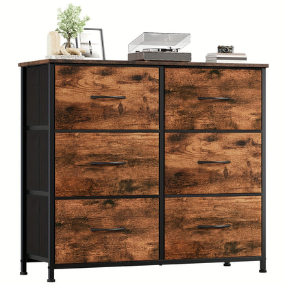 6-Drawer Dresser Wide Storage Chest of Drawers with Removable Fabric Bins - 3-Tier Bedroom Organizer for Closet Bedside Living Room Laundry Entryway Hallway Canada