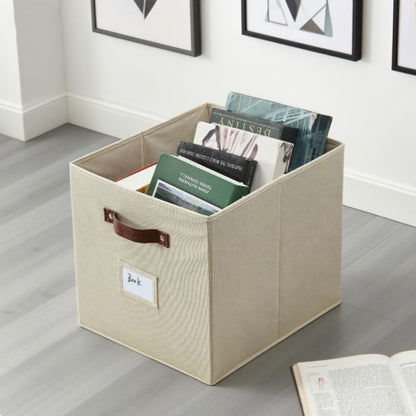 Foldable Storage Baskets with Labels 13x15x13 in, 11 lb Capacity, Set of 2/4/6 – Fabric Cube Bins for Kallax Shelves, Closet, Bedroom, Office Organization, Beige