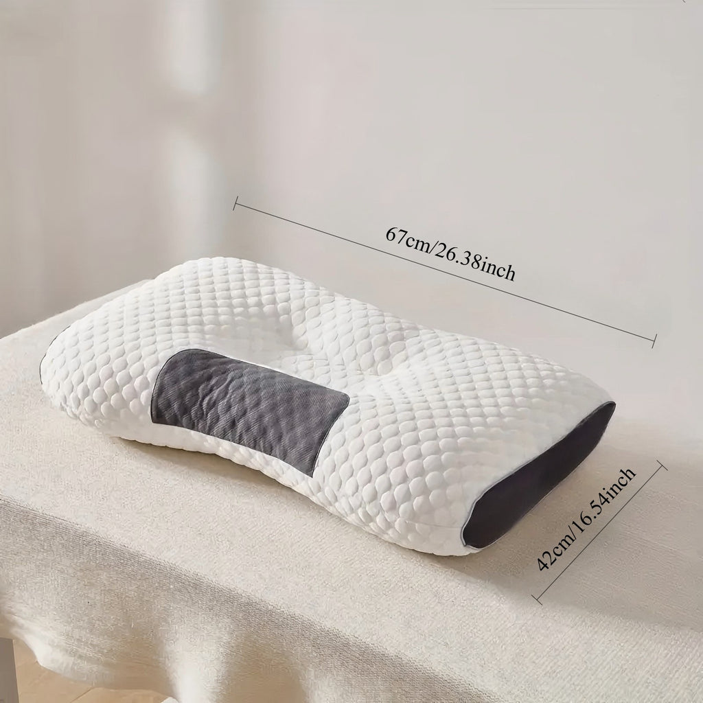 1pc/2pcs Knitted Ergonomic Pillow, 9-Hour Rest 1100G Filling Upgraded Version, for Comfortable Sleeping and Massage, Hypoallergenic Removable Washable Cover, Moisture Absorption Breathable, Household Bedroom Decorative Cushion, All-Season White Neck Comfo