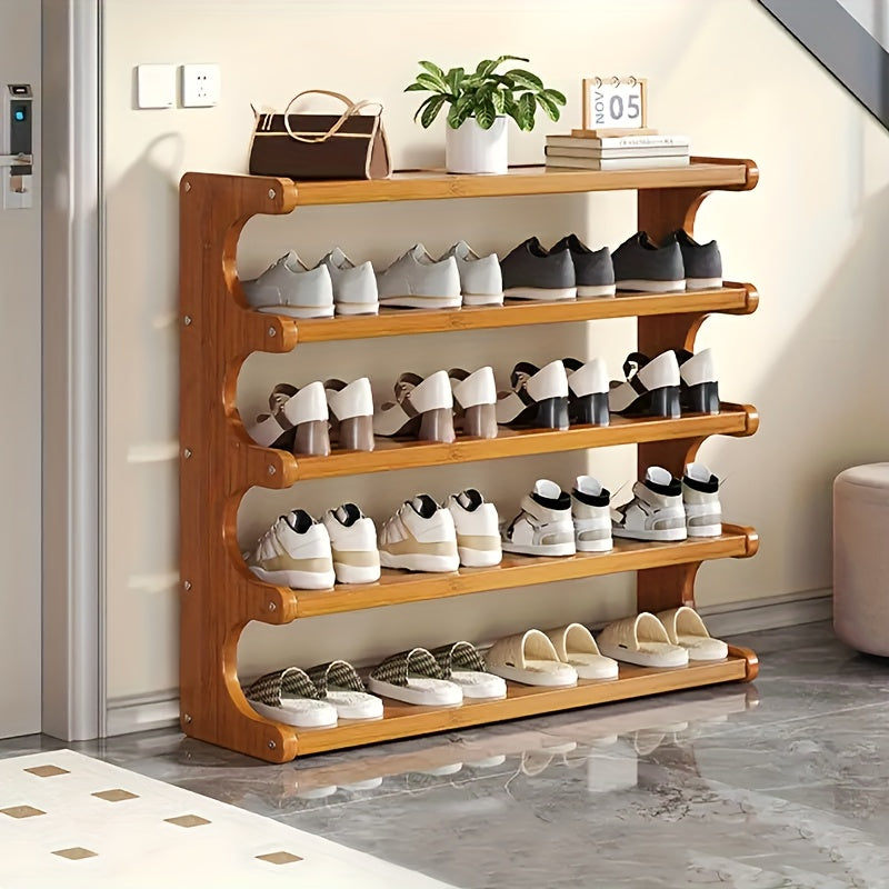 Multi-layer Bamboo Shoe Rack, Wood Grain Finish, Suitable for Dormitories And Home Entrances, Easy to Assemble, Brown, Freestanding, Practical Multi-layer Storage Rack, Home Storage, Multiple Scenarios.