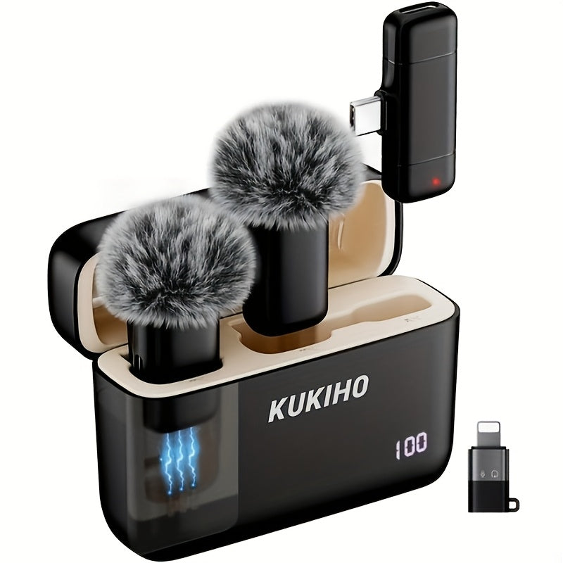 Wireless Lavalier Microphone – 36H Battery, Noise Cancellation, 135ft Range, USB-C