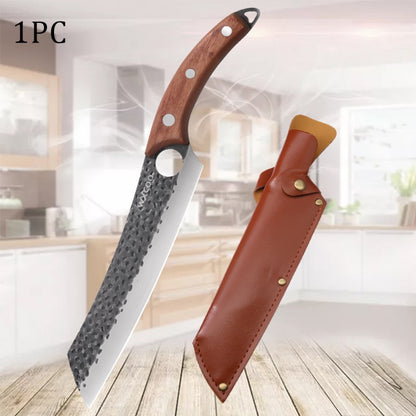 Stainless Steel Kitchen Knife Set with Wooden Handle – Handmade Sharp Chef Knife, Boning Knife, Meat Cleaver & Multipurpose Blade for Home Cooking, BBQ & Outdoor Use, 1–6 Piece Options Canada