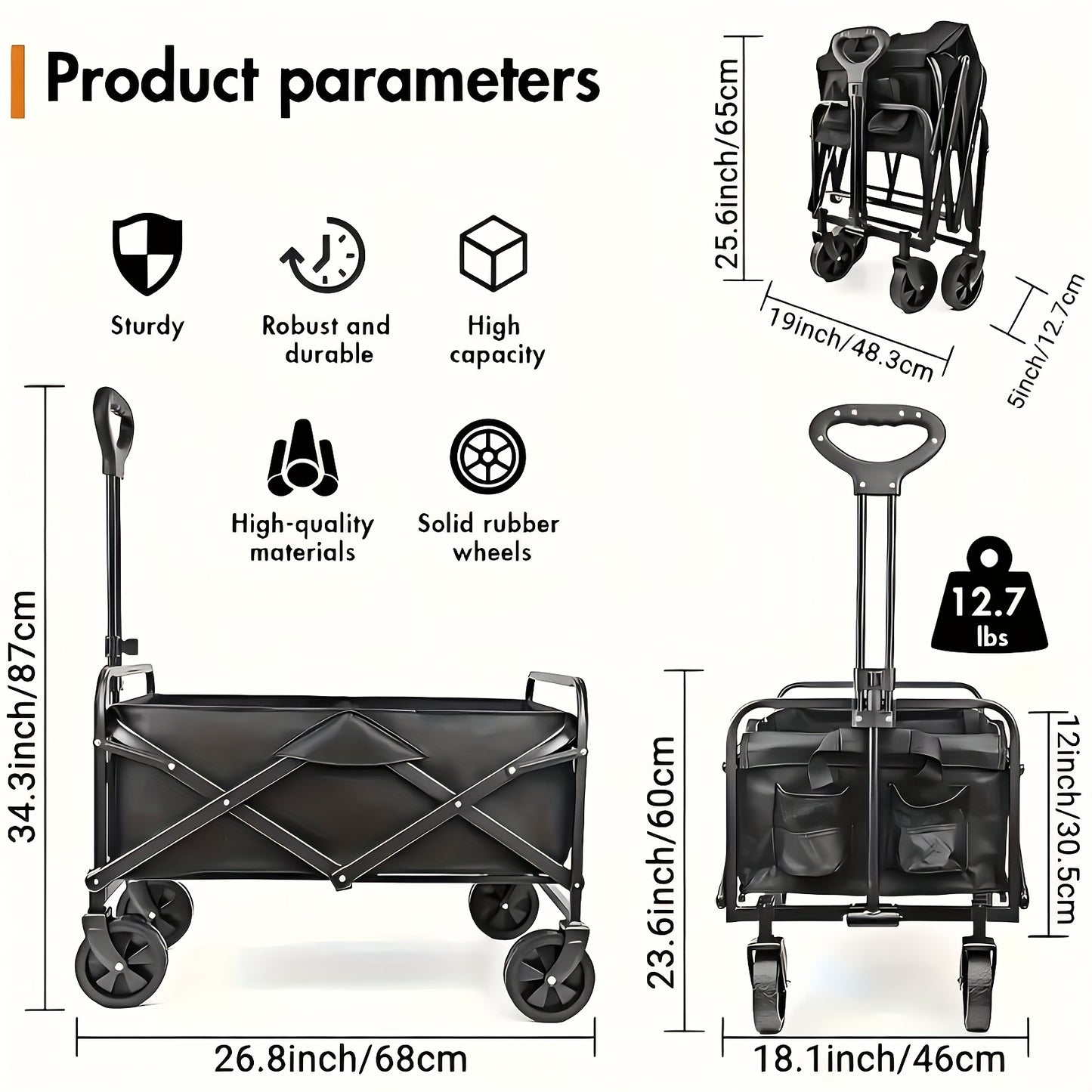 Collapsible Folding Wagon Cart 330lbs Heavy Duty – All-Terrain Wheels Outdoor Utility Wagon for Beach Camping Garden Grocery, Pet Dog Stroller – ShopVora CA
