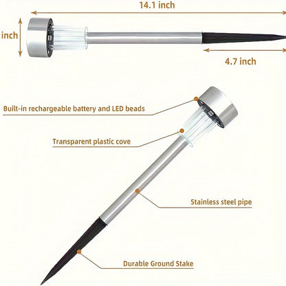 Solar Garden Path Lights 16-Pack – Crystal Stainless Steel Foldable Solar Stake Lights with 2000mAh Battery & Light Sensor for Garden, Patio, Driveway, Sidewalk & Backyard Lawn