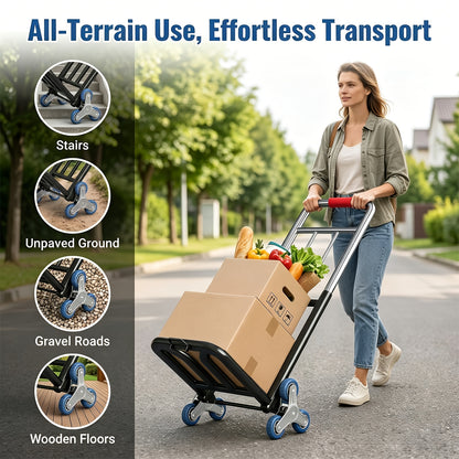 Stair Climbing Hand Truck Folding Dolly – Heavy Duty Portable Trolley Cart for Moving, Groceries, Luggage & Warehouse Use | Load-Bearing Utility Cart