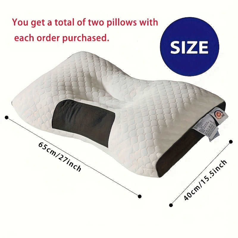Buy 1 Get 1 Free, 2 Soft Woven Neck Massage Couple 1100G Pillows - Adjustable Ergonomic Profile, High Quality Pillow Core, Detachable Pillowcase for Sleeping Comfort