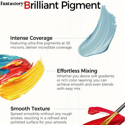 Acrylic Paint Set 24 Colors 2oz/60ml with 12 Brushes – Professional Craft Paint Kit for Adults, Rock, Glass, Wood & Canvas Painting – Art Supplies for Beginners & Artists