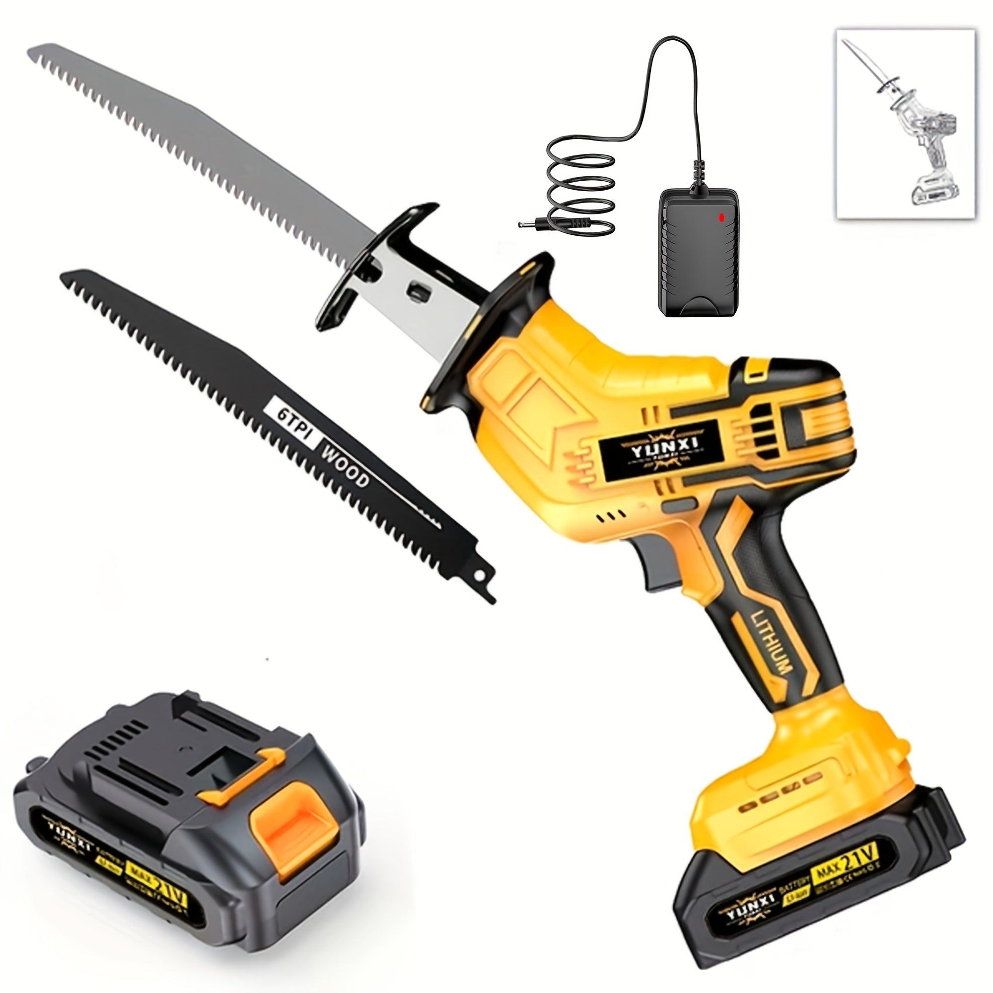 Cordless Reciprocating Saw – Lithium-Ion Battery, Electric Saw for Cutting Trees, Wood & Soft Metal, Portable for Home & Outdoor Use, Gift for Men, Boyfriends & Fathers