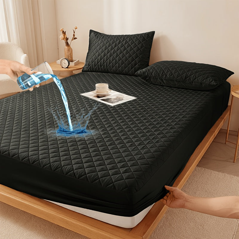 Waterproof Mattress Protector with Embossed Design – Non-Slip Thickened Cover, 21" Deep Pocket, Optional Pillowcase, Twin Full Queen King, 19 Colours