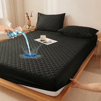 Waterproof Mattress Protector with Embossed Design – Non-Slip Thickened Cover, 21" Deep Pocket, Optional Pillowcase, Twin Full Queen King, 19 Colours
