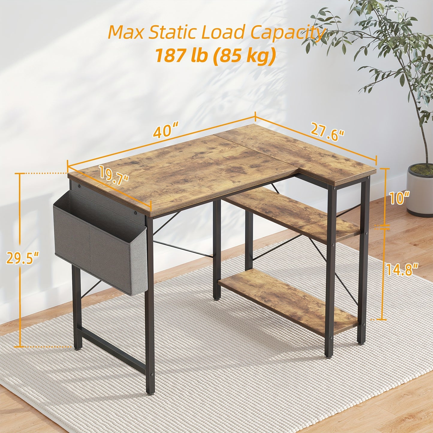 L Shaped Corner Desk 47 Inch Gaming Office Study Writing Table with Reversible Storage Shelves Compact Workstation for Bedroom Home Office Canada