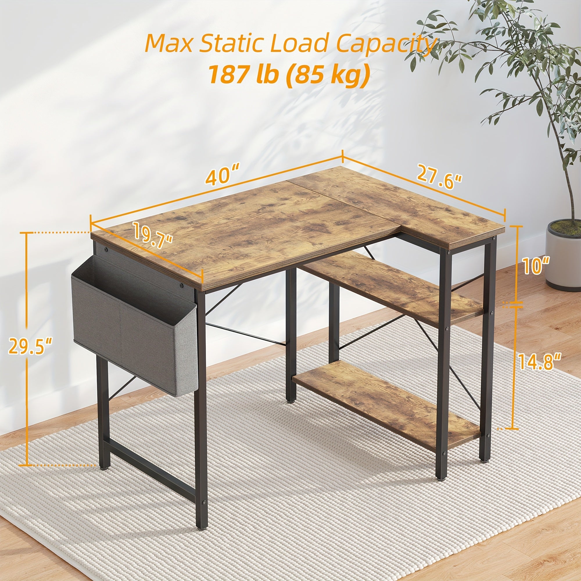 L Shaped Corner Desk 47 Inch Gaming Office Study Writing Table with Reversible Storage Shelves Compact Workstation for Bedroom Home Office Canada