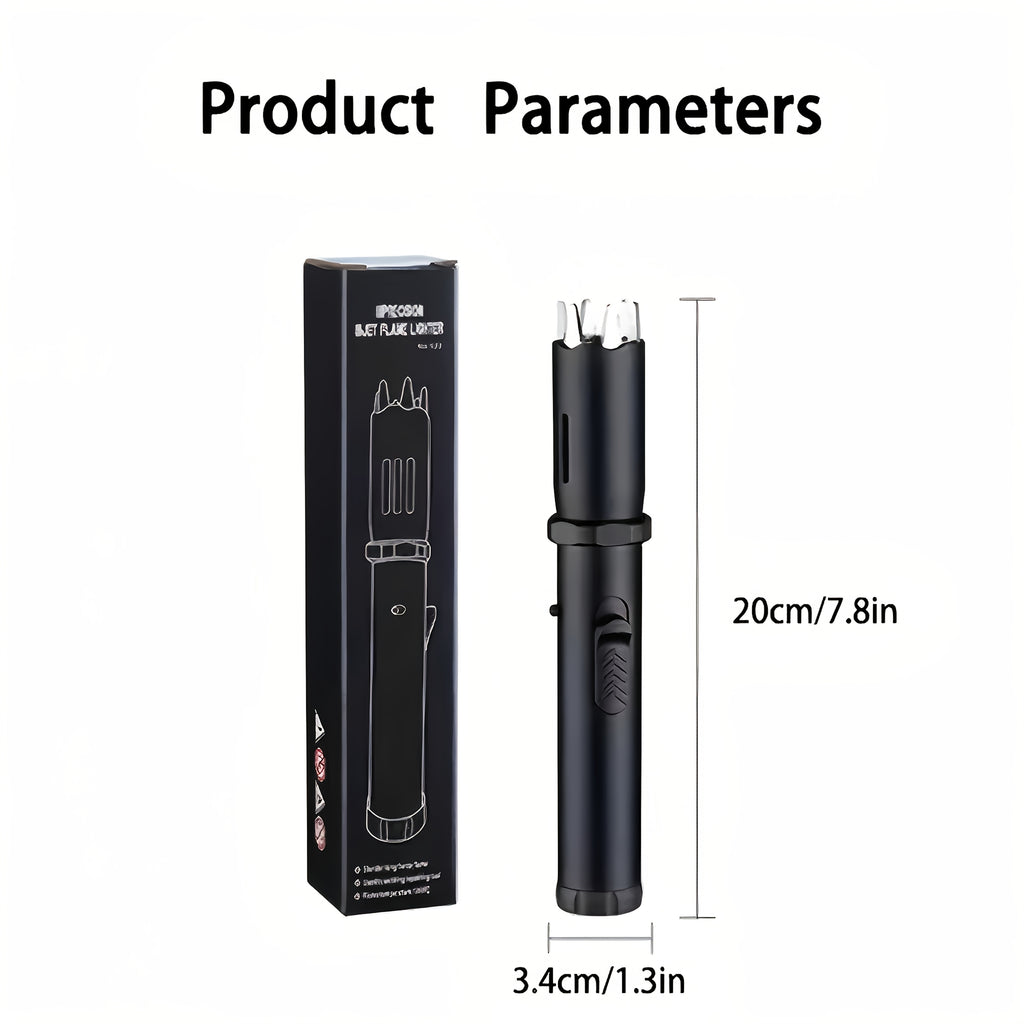 Large Butane Torch Lighter-reusable Butane Jet Flame Lighter, Red Flame, Metal Lighter, with Safety Lock And Broken Window Head, Windproof And Adjustable Flame, Can Be Used for Outdoor Barbecue And Camping Baking Kitchen (excluding Butane Gas).