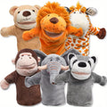 SYNCFUN 6pcs Kids Hand Puppet Set with Working Mouth, Animal Plush Toy Includes Elephant, Giraffe, Lion, Bear, Raccoon And Monkey for Show Theater, Birthday Gifts