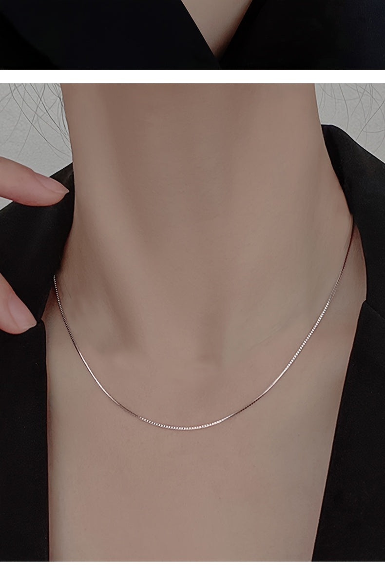 925 Sterling Silver Box Chain Necklace for Women - Hypoallergenic Minimalist Design, 16-24 Inch Adjustable Layering Necklace, Eternal Gift for Mother, Wife & Girlfriend