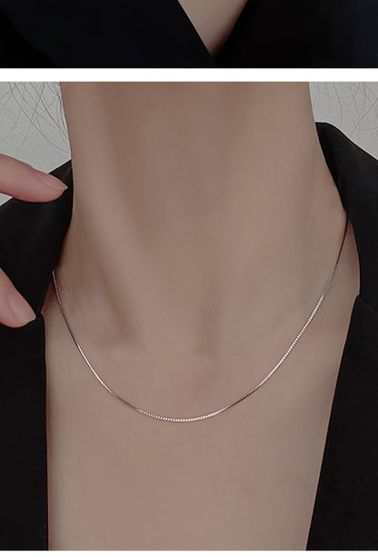 925 Sterling Silver Box Chain Necklace for Women - Hypoallergenic Minimalist Design, 16-24 Inch Adjustable Layering Necklace, Eternal Gift for Mother, Wife & Girlfriend