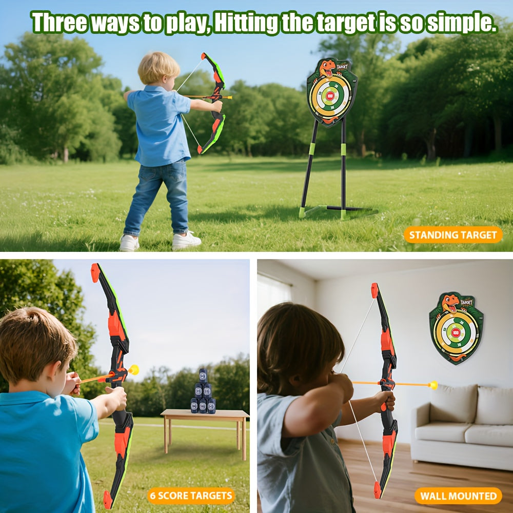Bow and Arrow Archery Toy Set for Kids – 2 Bows, 24 Suction Cup Arrows & 29" Illuminated Dart Board, Indoor Outdoor Gift for Boys & Girls Ages 3-12