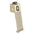 Wall Mounted Indoor Cat Tree Tower for Large Cats And Kittens, 59 Inch Wood Cat Tree with Spacious Cat Cave, Scratching Board And Pom-Pom Toy, Space-Saving Cat Furniture for Small Apartments, Canadian Stock