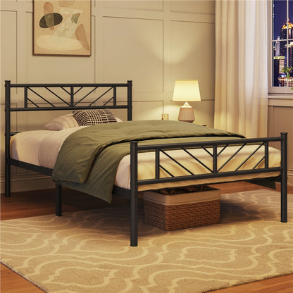 Metal Platform Bed Frame Twin Full Queen with Arrow Headboard Footboard No Box Spring Needed Underbed Storage - ALDEN DESIGN Minimalist Bed, White Black, Canada