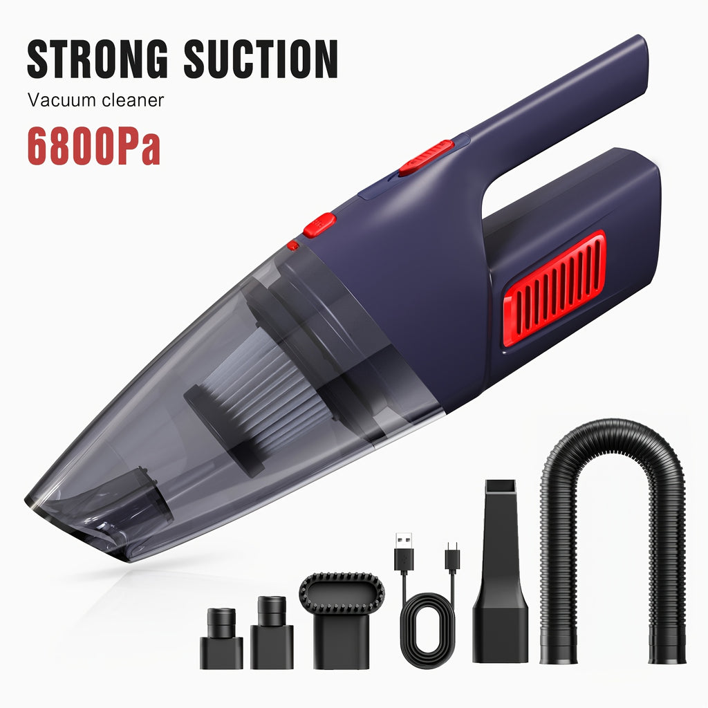 Home Vacuum Cleaner, 6800PA Powerful Suction, Portable Vacuum, Easy-To-Use Vacuum, 2000Mah High Capacity, Quiet Operation, Ideal for Car Interiors, Home And Pet Cleaning, Women'S Car Additions, Automotive Supplies And Gifts