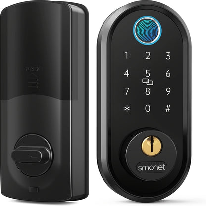 SMONET Smart Lock Front Door Fingerprint Keyless Entry Digital Keypad Deadbolt with Electronic Handle, Auto Lock & Wireless App Control — Home Exterior Door Canada