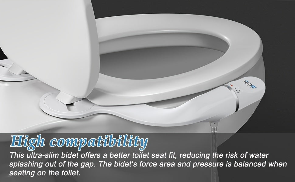 Ultra-Slim Double Nozzle Bidet Attachment | Adjustable Water Pressure, Non-Electric, Classic Style, US G9/16 Nozzle, Plastic Material