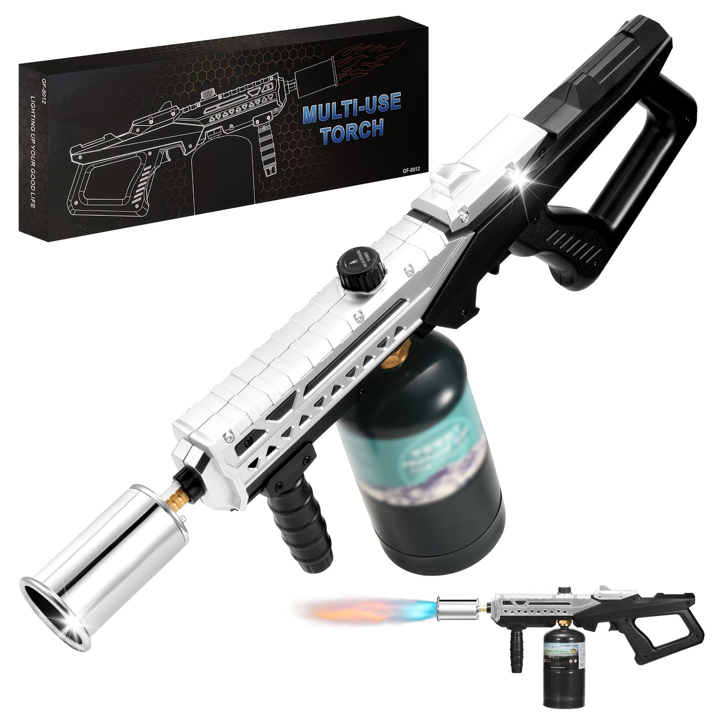 Propane Torch Gun with Adjustable Flame – High-Power Blow Torch for BBQ, Fire Pit, Campfire Starter, Weed Burning & Culinary Use | Lightweight Rifle-Style Design, Fun Outdoor Gift (Tank Not Included)