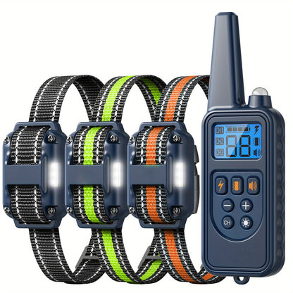 Remote Dog Training Collar – 2600 ft Range, 4 Modes (Beep, Vibration, Safe Shock & LED), 3 Receivers for Multi-Dog Training