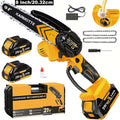 Mini Chainsaw 6-Inch And 8-Inch Brushless with Optional 1/2-Pack 2000Mah Batteries And 1/2 Chains, Auto Oiler System, Toolless Adjustment Lightweight Portable Design for Tree Trimming, Wood Cutting, Camping Garden And Household Use