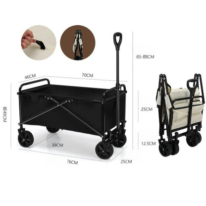 Folding Shopping Cart Trolley with 360° Anti-Skid Wheels & Height Adjustable Handle – Heavy Duty Utility Cart for Grocery, Camping, Sports & Outdoor Use