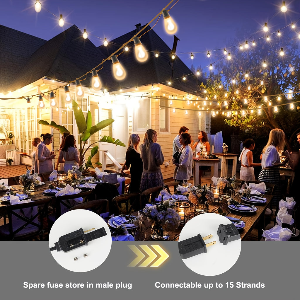 25FT/50FT/100FT Outdoor Lights for Patio, Outdoor String Lights with Edison Shatterproof Bulbs, Patio Lights Outdoor Waterproof, Commercial Grade Patio Lights, Perfect for Gardens, Yards, Decks And Halloween, Christmas Decorations